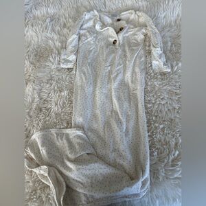 3-6 month Lou Lou & Company Knotted Gown - white with gold dots